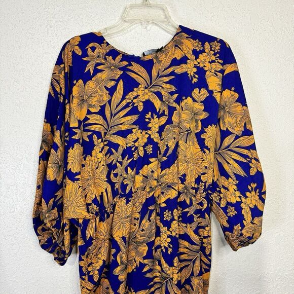 PrettyLittleThing Cobalt Tropical Print Batwing Split Leg Maxi Dress Sz 10 NWOT - Picture 11 of 11